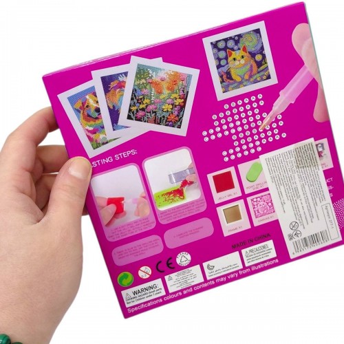 Алмазная мозаика "Котик" (стразы, инструменты, рамка) в коробке 17,5х17,5 см (MiC)