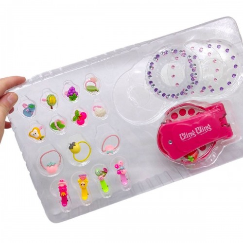 Набор украшений (инструмент для причесок, стразы, блестки, резинки для волос, украшения) в коробке (MiC)