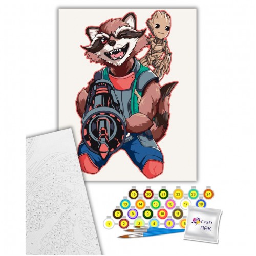 Картина по номерам "Грут и Ракета" 40х50 см (art craft)