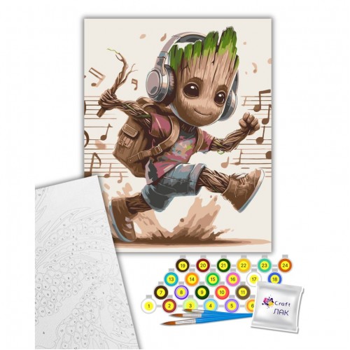 Картина за номерами "Музичний Грут" 40х50 см (art craft)