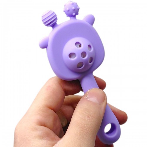 Силіконовий прорізувач-брязкальце Жираф (БУЗКОВИЙ) (Mega Zayka)