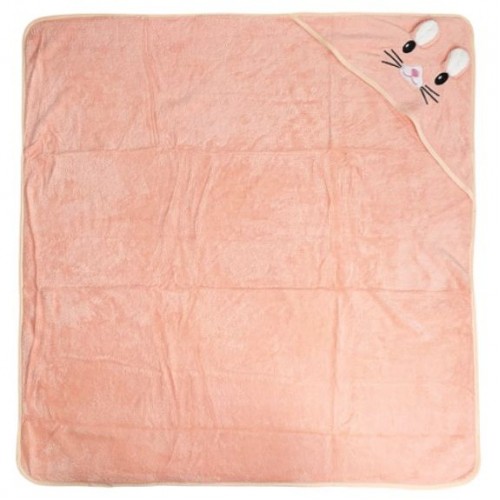 Дитячий рушник з капюшоном, розмір 80*80 см (ПЕРСИКОВИЙ) (Mega Zayka)