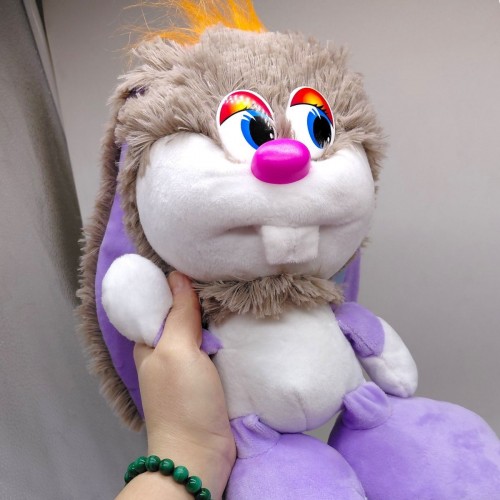 Мʼяка іграшка "Зайка-коротунчик", 30 см, сірий з фіолетом (Nikopol)