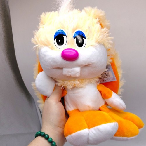 Мʼяка іграшка "Зайка-коротунчик", 30 см, персиковий з помаранчевим (Nikopol)