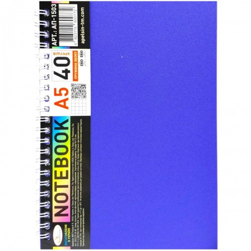 Блокнот А5, 40 л., пластик, пружина сбоку (микс цветов) (MiC)