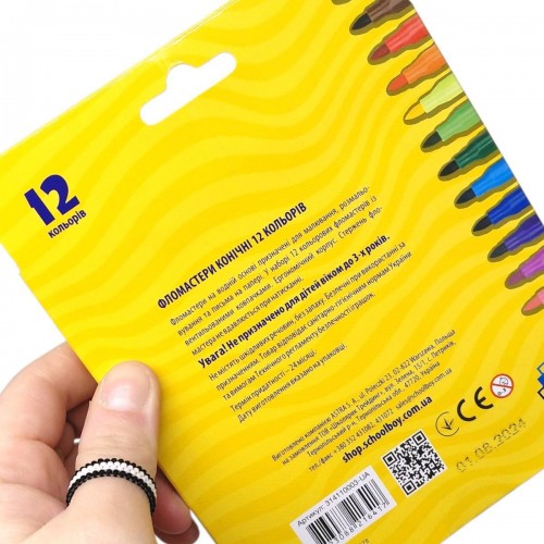 Фломастери конічні 12 кольорів (школярик)