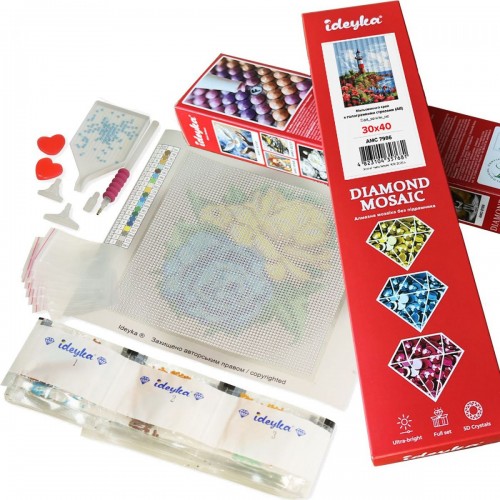 Алмазна мозаїка без підрамника - Собака у квітах 30х40см (Ідейка)