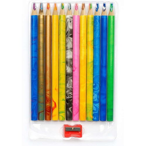 Олівці кольорові тригранні Джамбо Веселка 12 кольорів з чинкою (Astra)