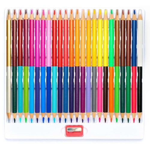 Олівці кольорові тригранні двосторонні + чинка - 48 кольорів (24 шт.) (Astra)