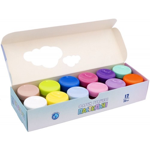 Краски гуашевые пастельные цвета 12 цветов по 20 мл (Astra)