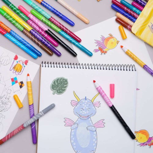 Фломастери двосторонні - 24 кольори (12 шт.) (Astra)