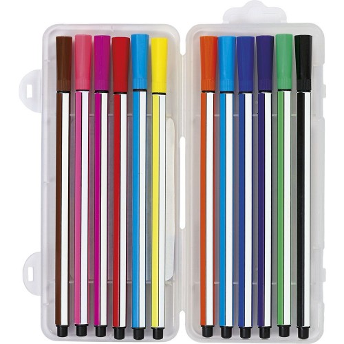 Фломастеры шестигранные в пластиковой коробке 12 цветов 24 в ящ. (Astra)