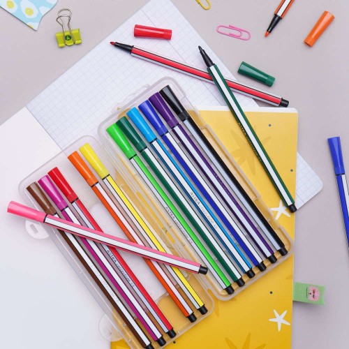 Фломастеры шестигранные в пластиковой коробке 12 цветов 24 в ящ. (Astra)