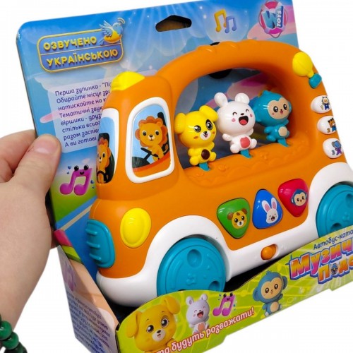 Автобус-каталка (регулировка громкости, стишки, 6 сказок, звуки, подсветка, мелодии, подвижные элементы, песни) укр (Wtoys)
