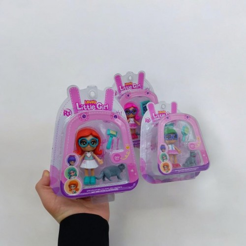 Лялька "Little Girl", 9 см, з тваринкою (рожева) (DreamMakers)