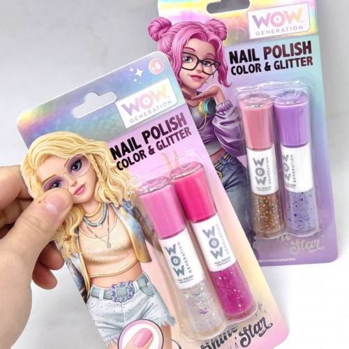 Лак для ногтей пастель+глитер, 2шт Фиолетовый (MiC)