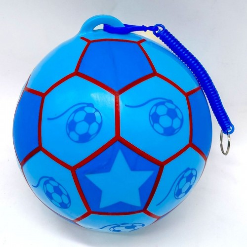 Мяч резиновый, диаметр 17 см, карабин с пружинкой, СИНИЙ (MiC)