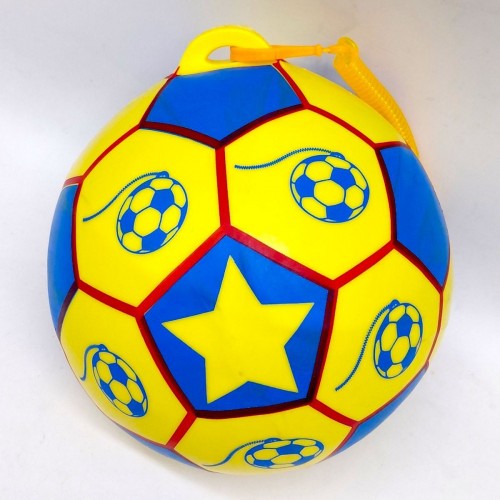 Мяч резиновый, диаметр 17 см, карабин с пружинкой, ЖЕЛТЫЙ (MiC)