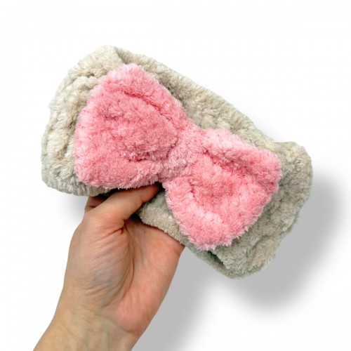 Повязка на голову с бантиком (бежевая) (МІС)