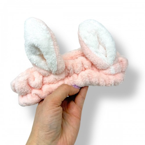 Плюшевая повязка "Зайка" (бледно-розовый) (МІС)