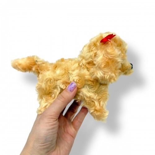 Собачка ходилка з бантом (БЕЖЕВАЯ) (МІС)