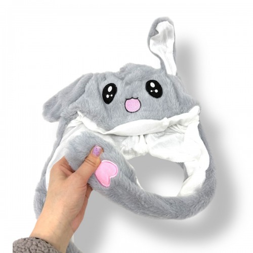 Шапка светящаяся с двигающимися ушками (СЕРАЯ) (МІС)