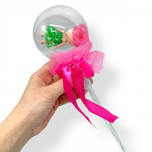 Светящаяся палочка с куклой (малиновая) (МІС)