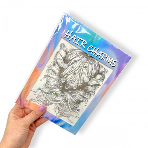 Наклейки-стразы для волос (серебристый) (МІС)