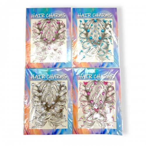 Наклейки-стразы для волос (серебристый) (МІС)