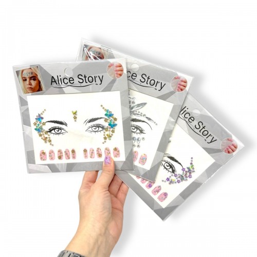 Наклейки-стразы для лица и ногтей (голубой) (МІС)