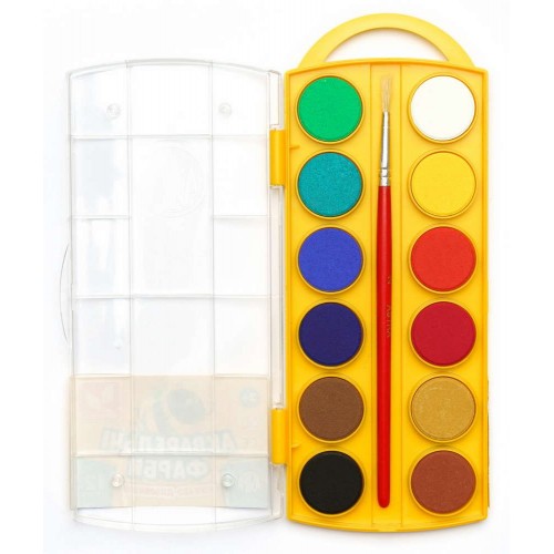 Краски акварельные (12 цветов в наборе) (школярик)