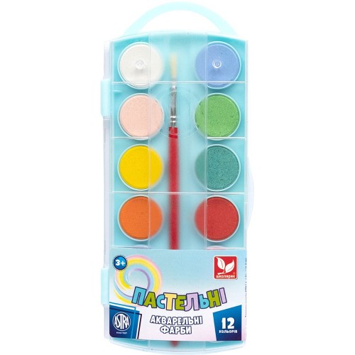 Краски акварельные пастельные цвета 12 цветов (школярик)