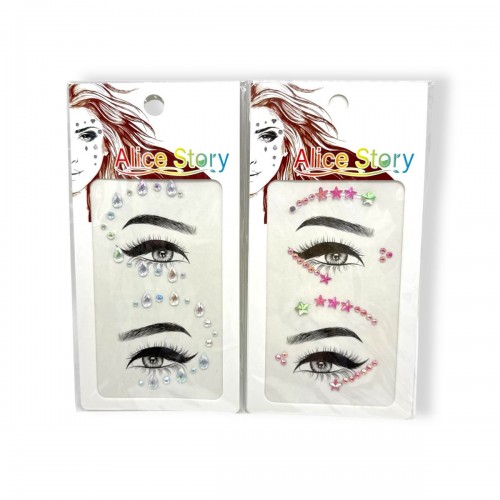 Наклейки-стразы для лица (серебристый) (МІС)