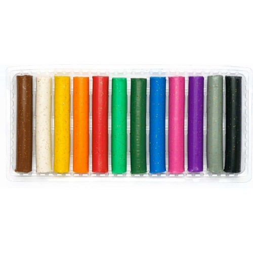 Пластилін круглий з блискітками 12 кольорів (школярик)