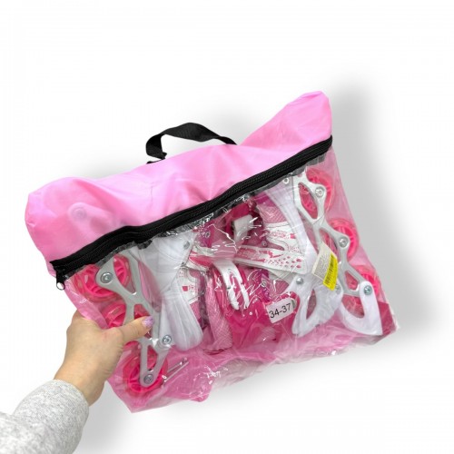 Ролики, колеса PVC размер M (34-37) в сумке (Розовые) (МІС)