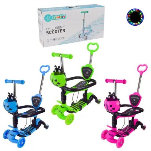 Самокат детский 3-х колес 3в1, колеса PU светло (ЗЕЛЕНЫЙ) (MiC)