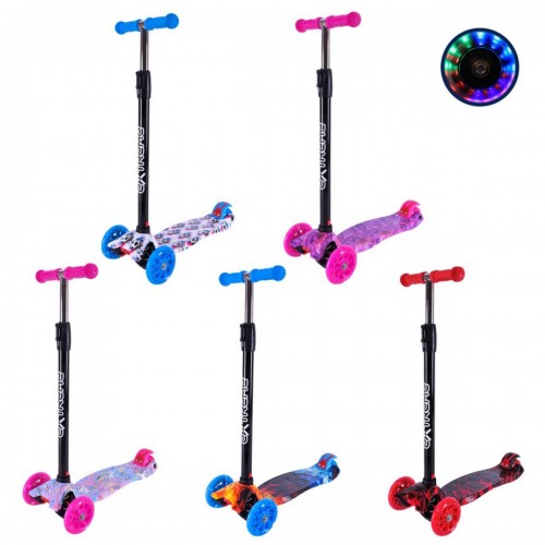 Самокат детский 4-х колес. MAXI, колеса PU светятся, пакет "Пламя" (КРАСНЫЙ) (MiC)