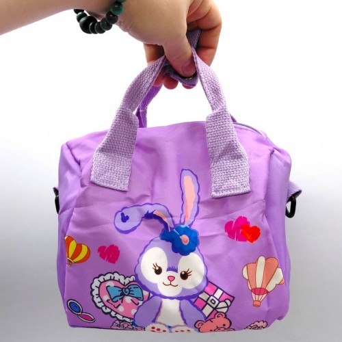 Сумочка текстильная, одно отделение, съемный регулируемый ремешок (сиреневый) (MiC)