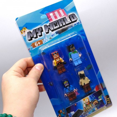 Набір героїв "Майнкрафт/Minecraft" 4 фігурки, зброя, рухливі ручки та ніжки, на листі (MiC)