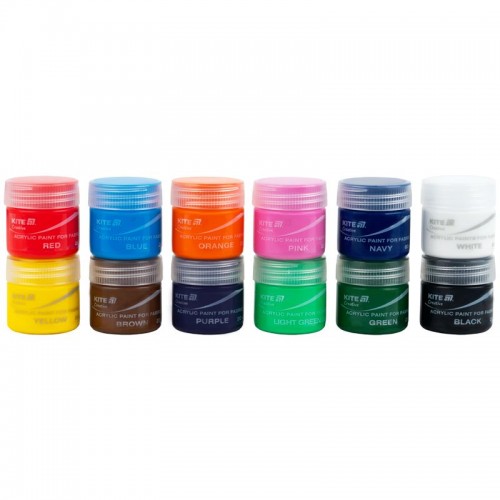 Фарби акрилові для тканини, 12 кольорів, 20 мл,Kite Creative (Kite)