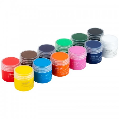 Фарби акрилові для тканини, 12 кольорів, 20 мл,Kite Creative (Kite)