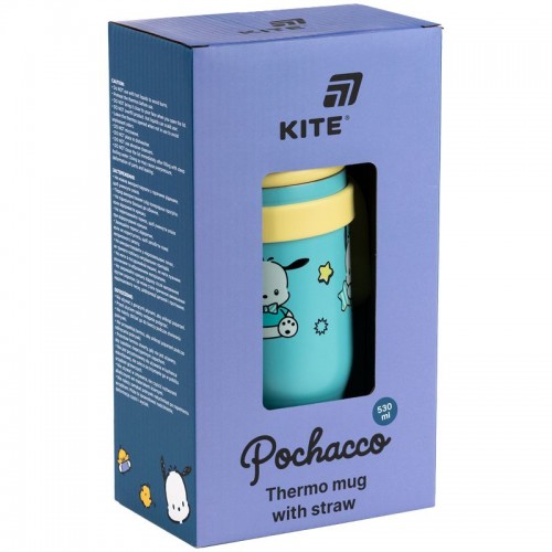 Термокружка з трубочкою, 530мл, PC (Kite)