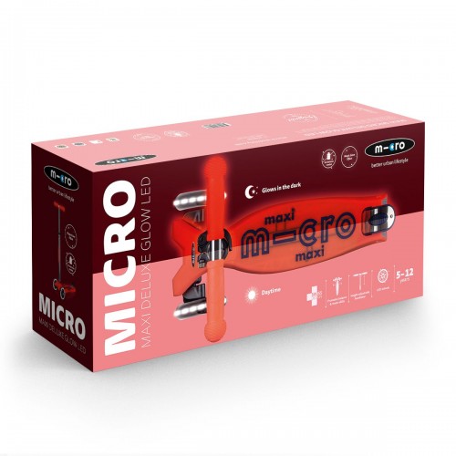 Самокат Micro серії Maxi Deluxe Glow LED – Червона аура (Micro)