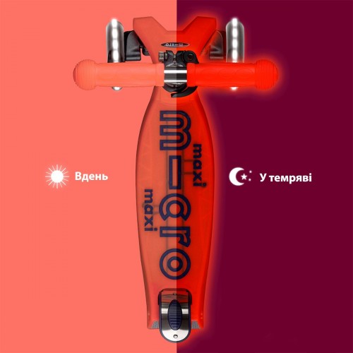 Самокат Micro серії Maxi Deluxe Glow LED – Червона аура (Micro)