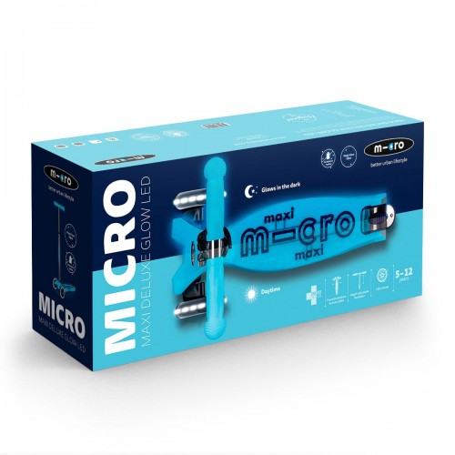 Самокат Micro серії Maxi Deluxe Glow LED – Синій кришталь (Micro)