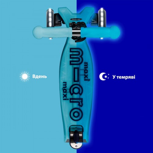 Самокат Micro серії Maxi Deluxe Glow LED – Синій кришталь (Micro)