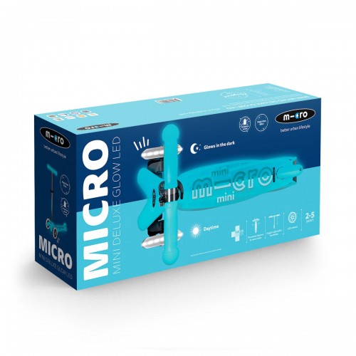 Самокат Micro серії Mini Deluxe Glow LED – Арктичний синій (Micro)