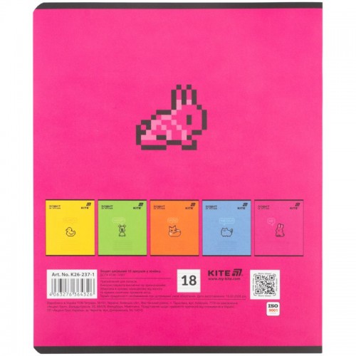 Зошит 18 арк., лін., софт тач + УФ лак об'ємний, Kite OC (Kite)