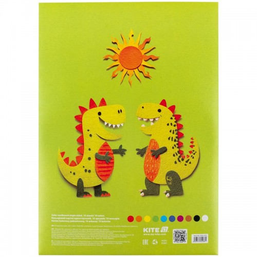 Картон кольоровий одностор. А4 (10арк/ 10кол), папка, Kite (Kite)