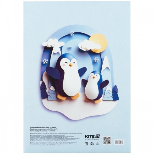 Картон білий односторонній А4 (10арк), папка, Kite (Kite)